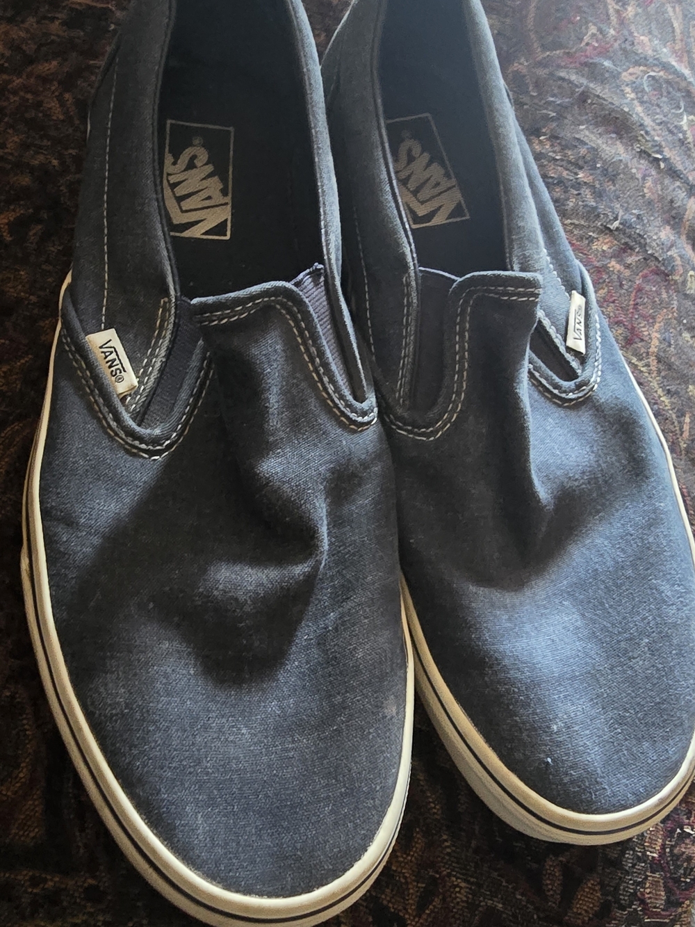 Vans Mens Size 10 Slip on Skateboard Shoes Dark Blue Good Shape!